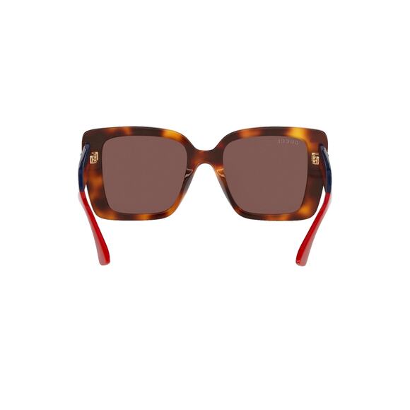 New GUCCI Sunglasses Brown Tortoise Shell Gold Metal GG Web Arms Square Womens - Picture 5 of 8